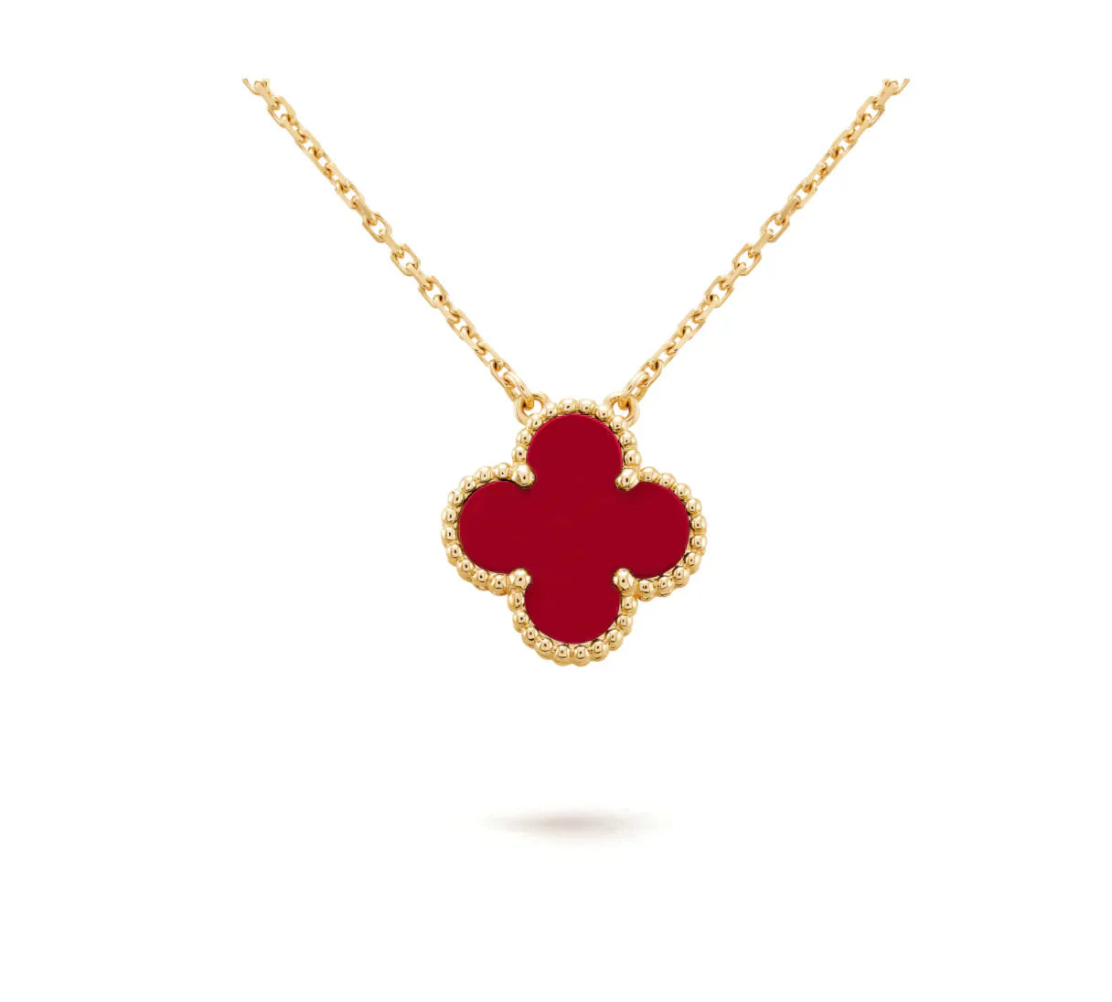 [Shinejoy]CLOVER 15MM CARNELIAN SINGLE FLOWER NECKLACE