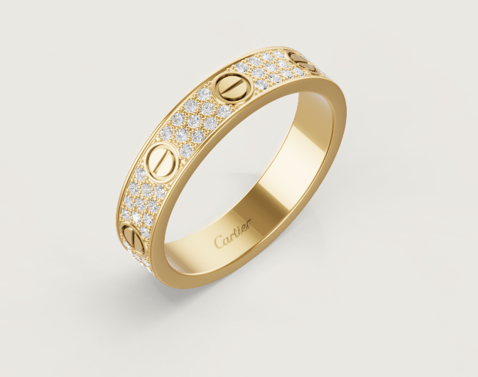 [Shinejoy]LOVE RING 4mm-wide full-diamond ring GOLD