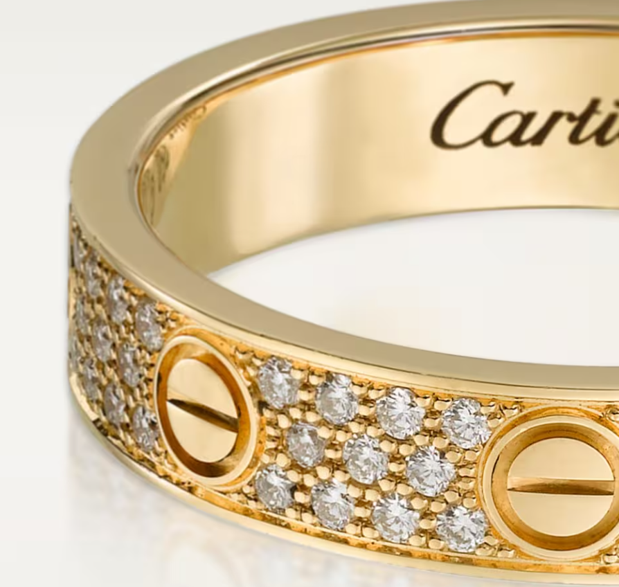 [Shinejoy]LOVE RING 4mm-wide full-diamond ring GOLD