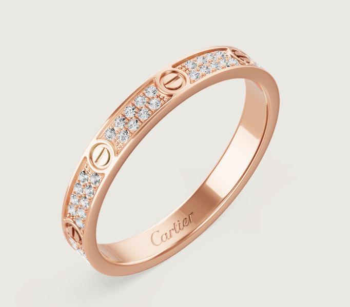 [Shinejoy]LOVE RING 2.6mm-wide full-diamond ring Rose Gold
