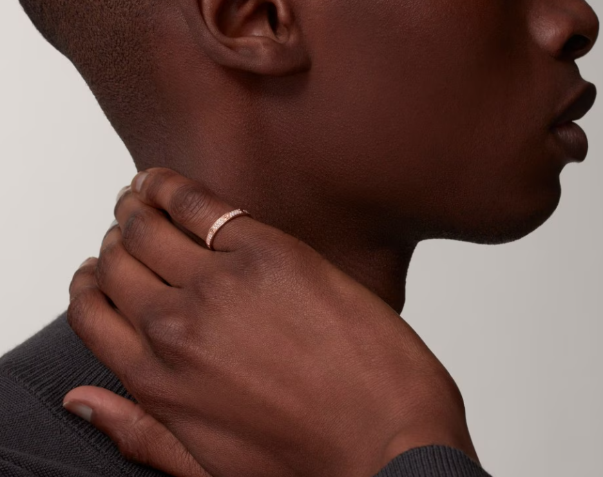 [Shinejoy]LOVE RING 2.6mm-wide full-diamond ring Rose Gold