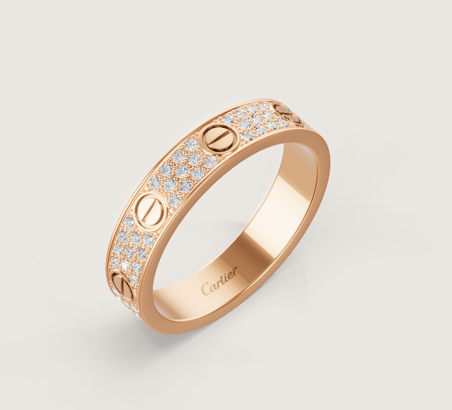 [Shinejoy]LOVE RING 4mm-wide full-diamond ring Rose Gold