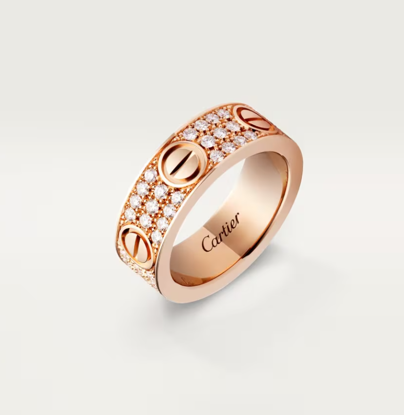 [Shinejoy]LOVE RING 6.5mm-wide full-diamond ring Rose Gold