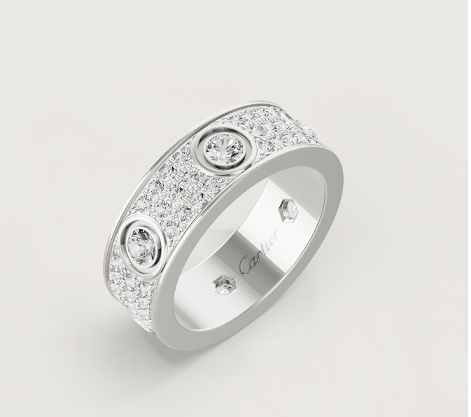 [Shinejoy]LOVE RING 6.5MM Full Diamond, 6 Major Diamonds Silver