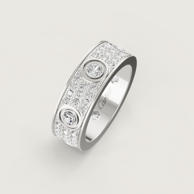 [Shinejoy]LOVE RING 6.5MM Full Diamond, 6 Major Diamonds Silver