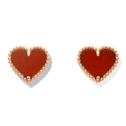 [Shinejoy]HEART CARNELIAN STUD EARRINGS