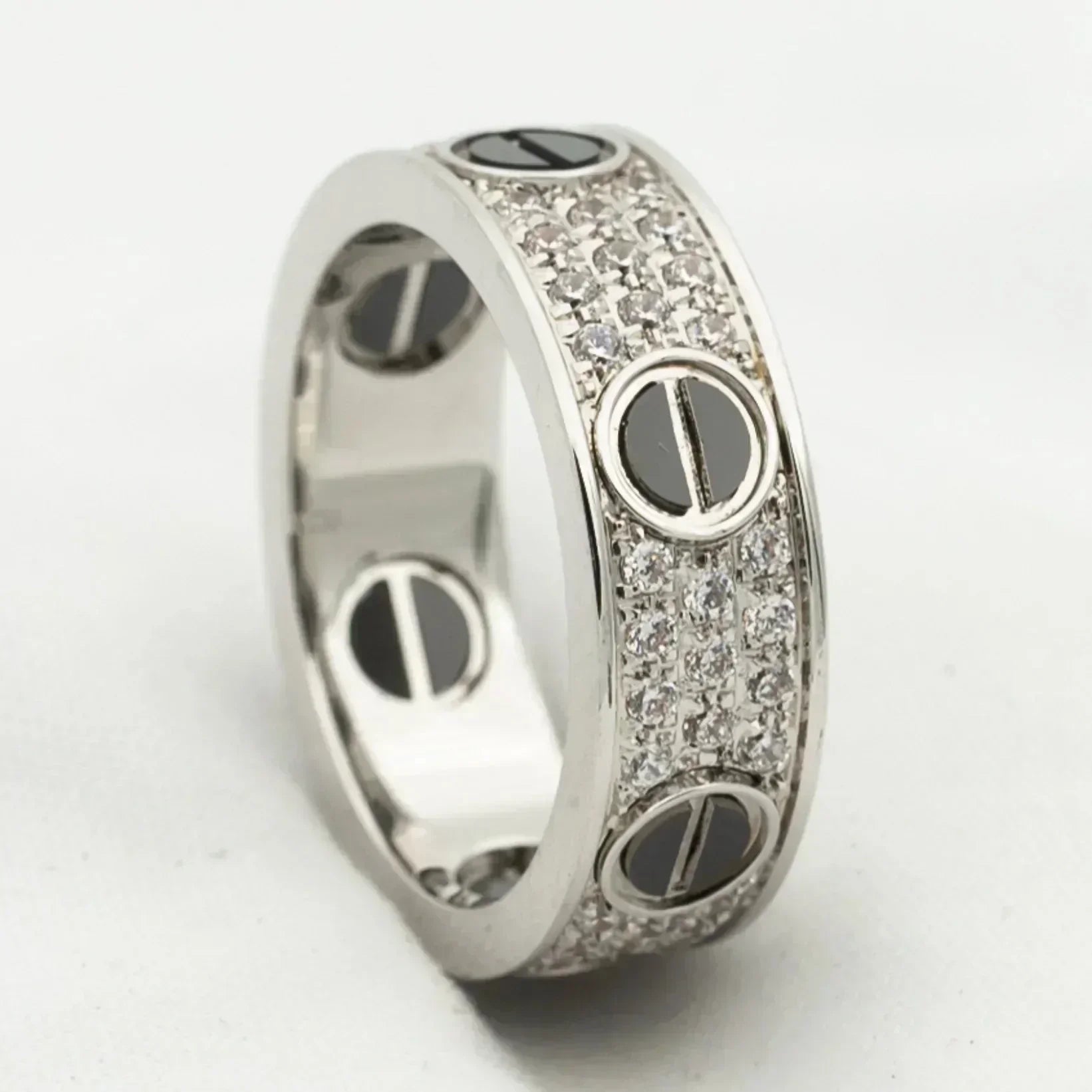 [Shinejoy]LOVE RING 5.5MM DIAMONDS PAVED CERAMIC