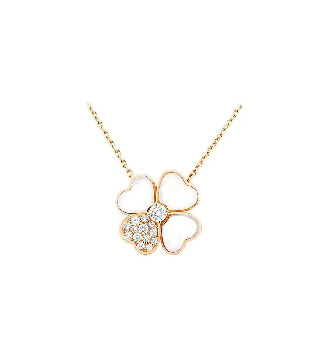 [Shinejoy] COLLIER CLOVER MOP DIAMANT OR ROSE
