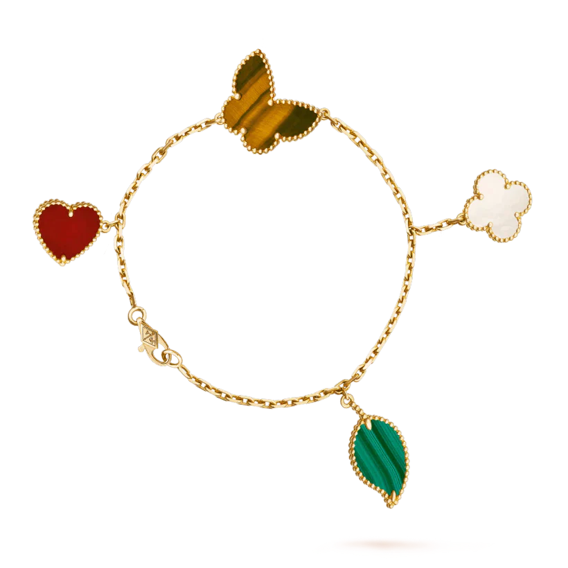[Shinejoy]LUCKY SPRING 5 MOTIF GOLD BRACELET