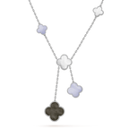 [Shinejoy]CLOVER MOP CHALCEDONY NECKLACE SILVER 6 MOTIF