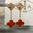 [Shinejoy]CLOVER 2 MOTIF  LASER CARNELIAN EARRINGS
