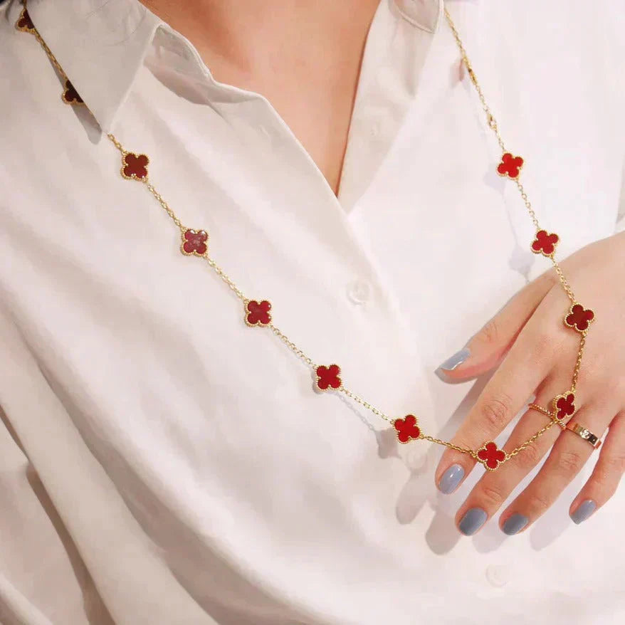 [Shinejoy]CLOVER 20 MOTIFS CARNELIAN NECKLACE
