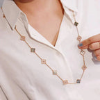 [Shinejoy]CLOVER 20 MOTIFS DARK MOP DIAMOND  NECKLACE