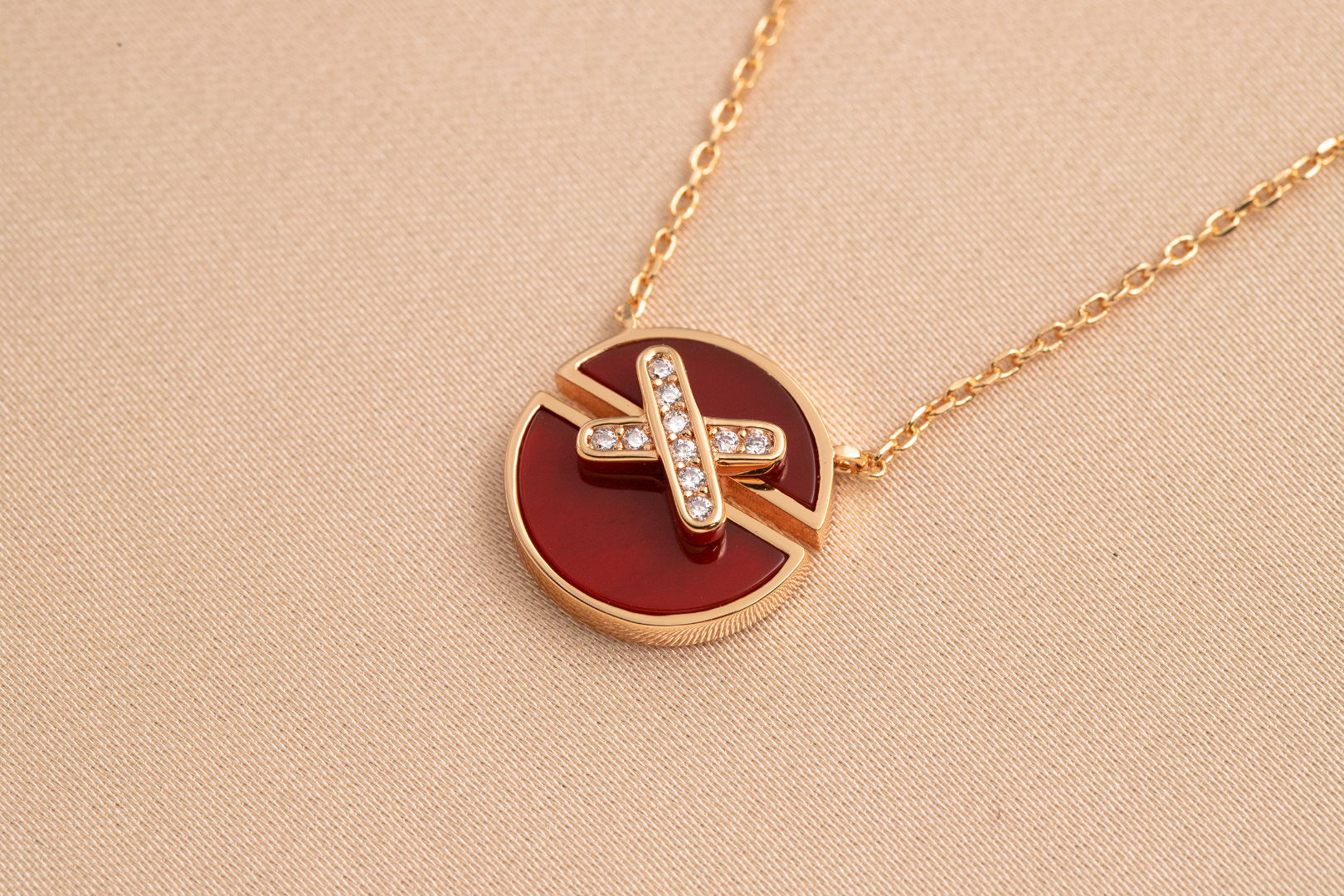 [Shinejoy]JEUX DE PINK GOLD DIAMOND NECKLACE