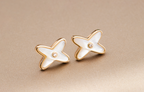 [Shinejoy]JEUX DE WHITE MOP PINK GOLD DIAMOND EARRINGS