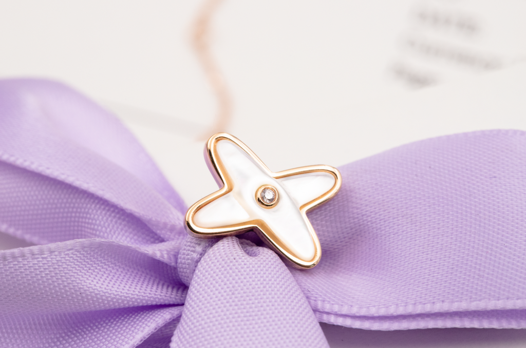 [Shinejoy]JEUX DE WHITE MOP ROSE GOLD DIAMOND EARRINGS