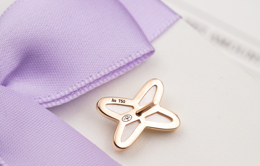 [Shinejoy]JEUX DE WHITE MOP PINK GOLD DIAMOND EARRINGS