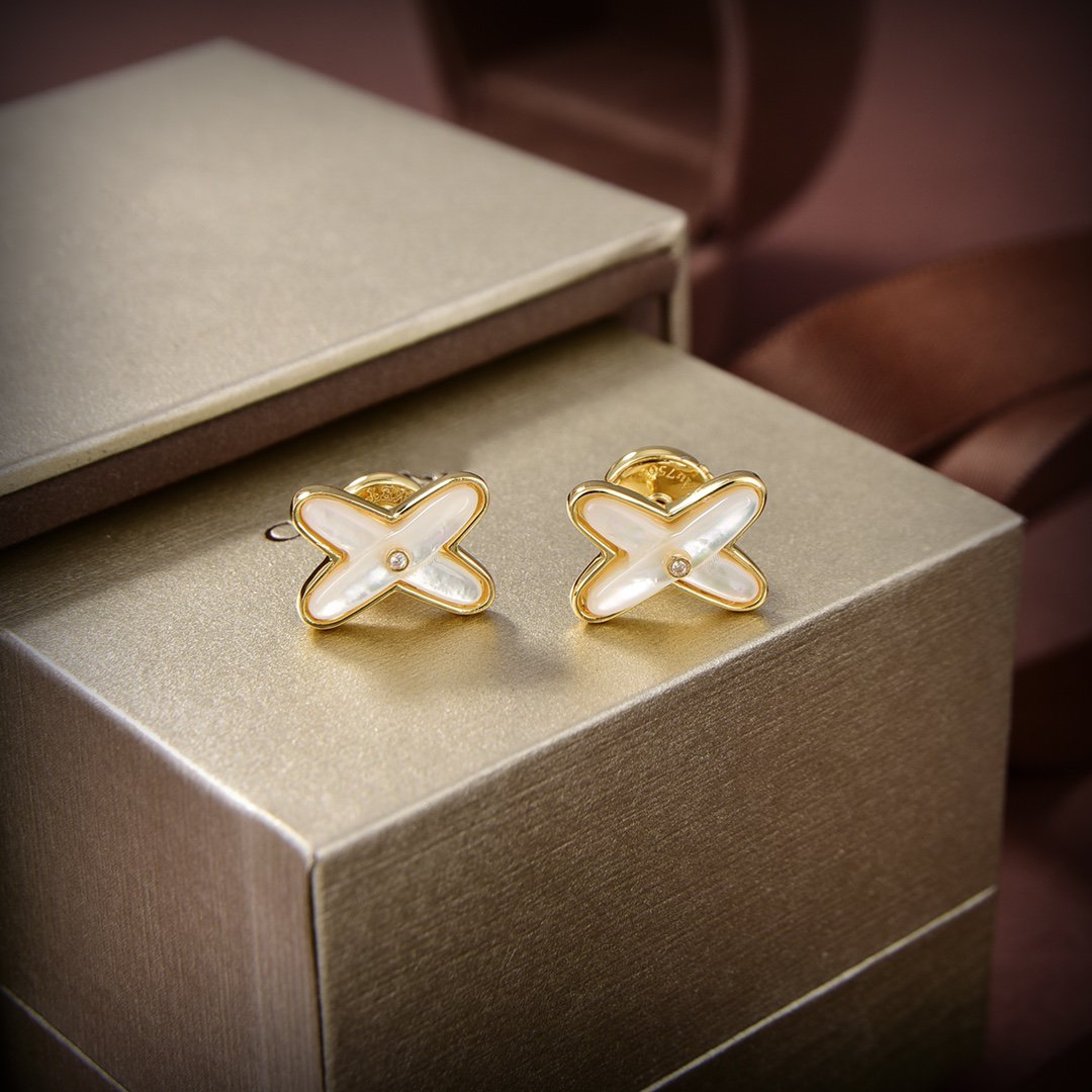 [Shinejoy]JEUX DE WHITE MOP GOLD DIAMOND EARRINGS