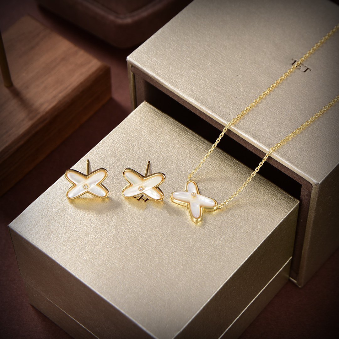 [Shinejoy]JEUX DE WHITE MOP GOLD DIAMOND EARRINGS