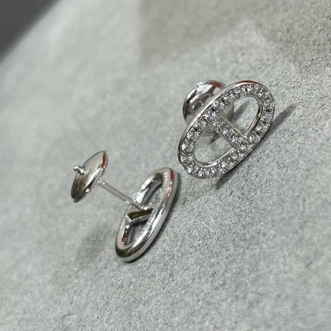 [Shinejoy]HM FULL DIAMOND PIG NOSE STUD EARRINGS