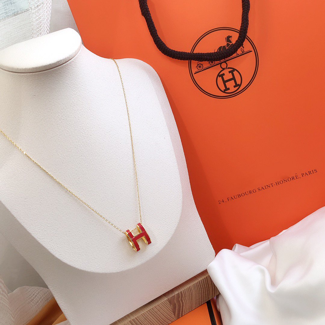[Shinejoy]HM CLIC RED ENAMEL GOLD NECKLACE
