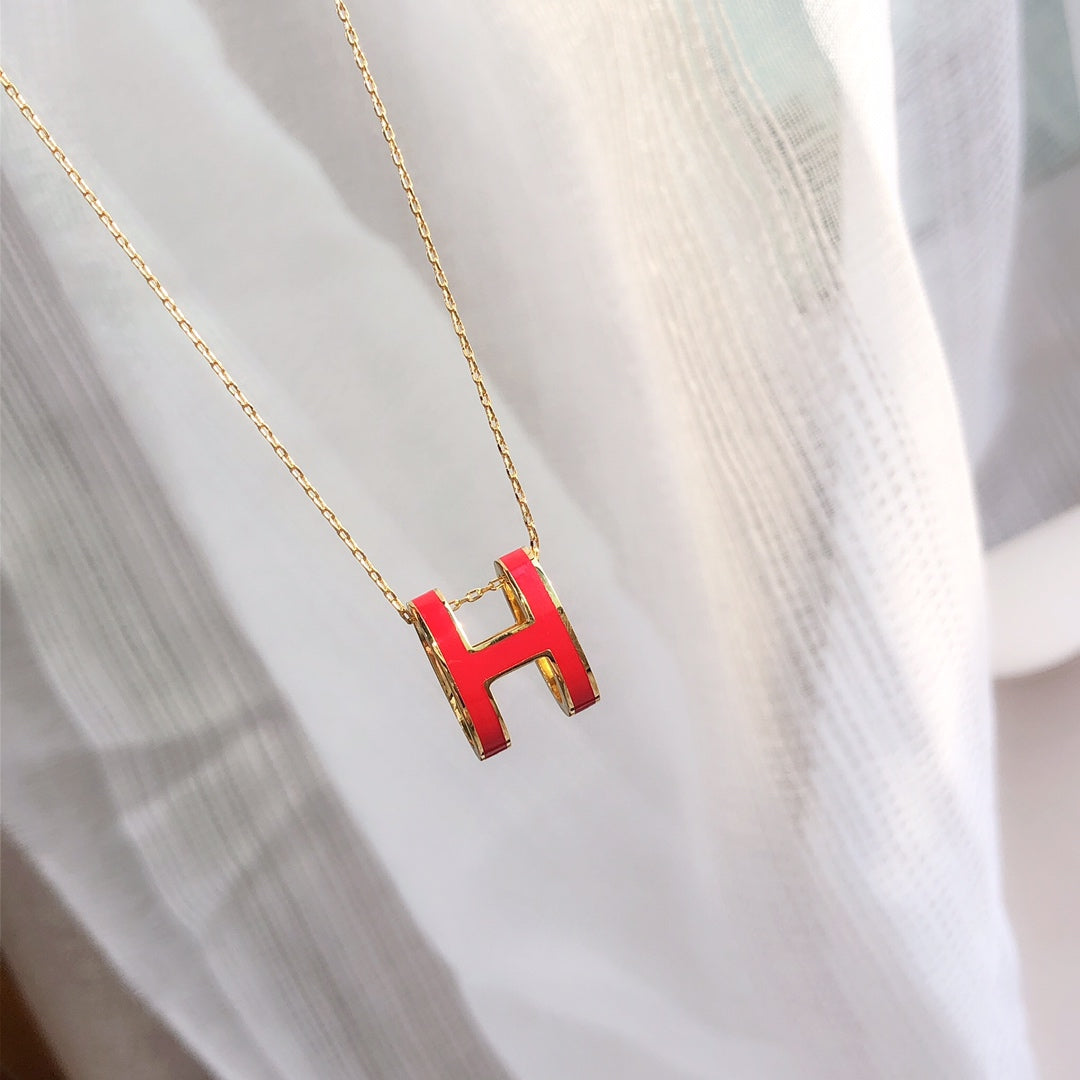 [Shinejoy]HM CLIC RED ENAMEL GOLD NECKLACE