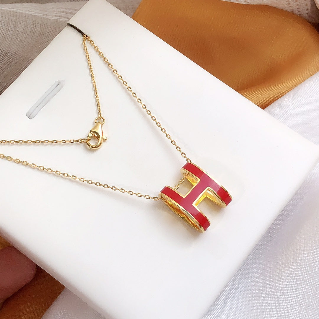 [Shinejoy]HM CLIC RED ENAMEL GOLD NECKLACE