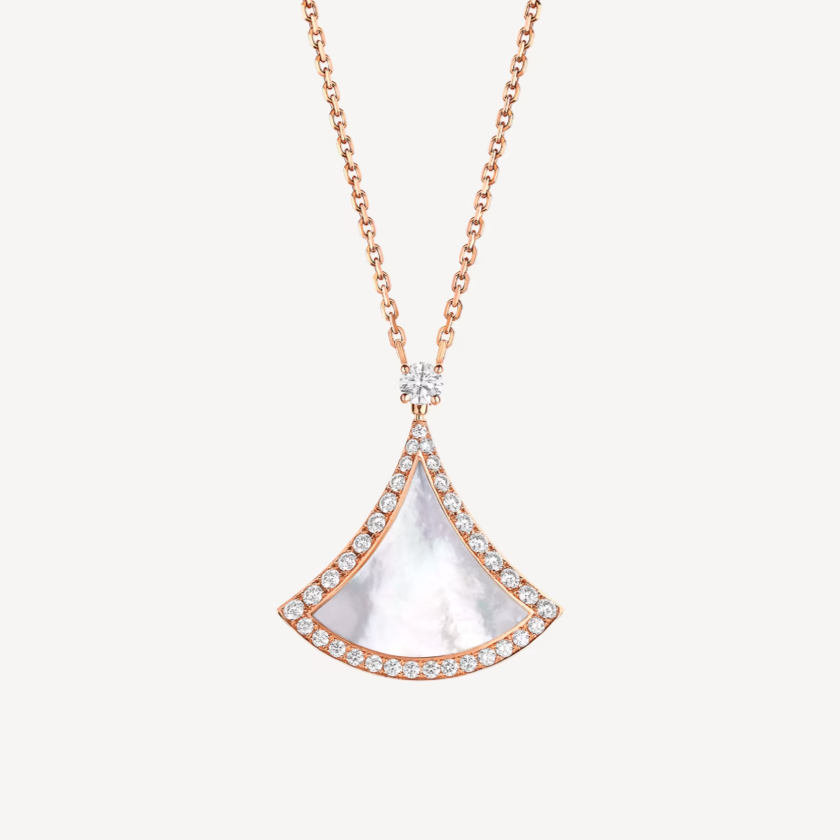 [Shinejoy]DREAM MOP DIAMOND PAVED PINK GOLD NECKLACE