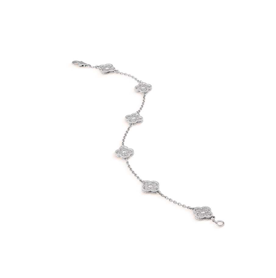 [Shinejoy]CLOVER 6 MOTIF SILVER DIAMOND BRACELET