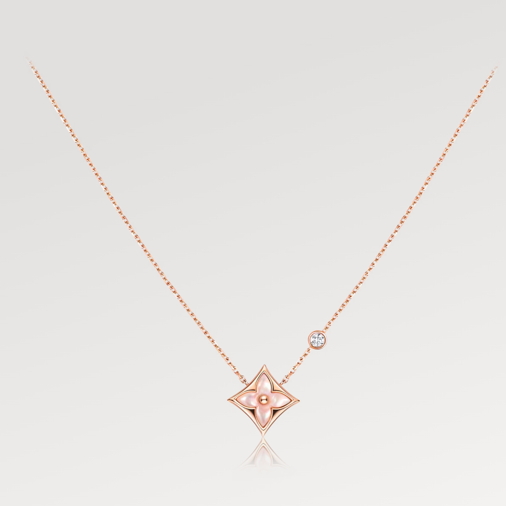 [Shinejoy]STAR PINK MOP 1 DIAMOND PINK GOLD NECKLACE