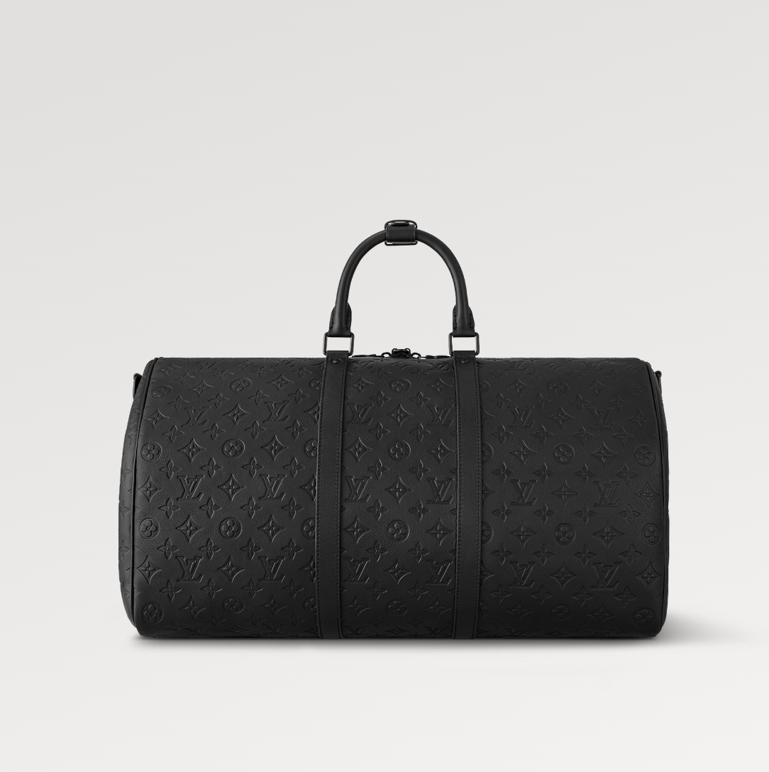 KEEPALL 50 BANDOULIERE CUIR EMPREINTE NOIR