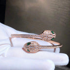 [Shinejoy]SERPENTI BRACELET PINK GOLD MALACHITE DIAMOND DOUBLE SNAKE