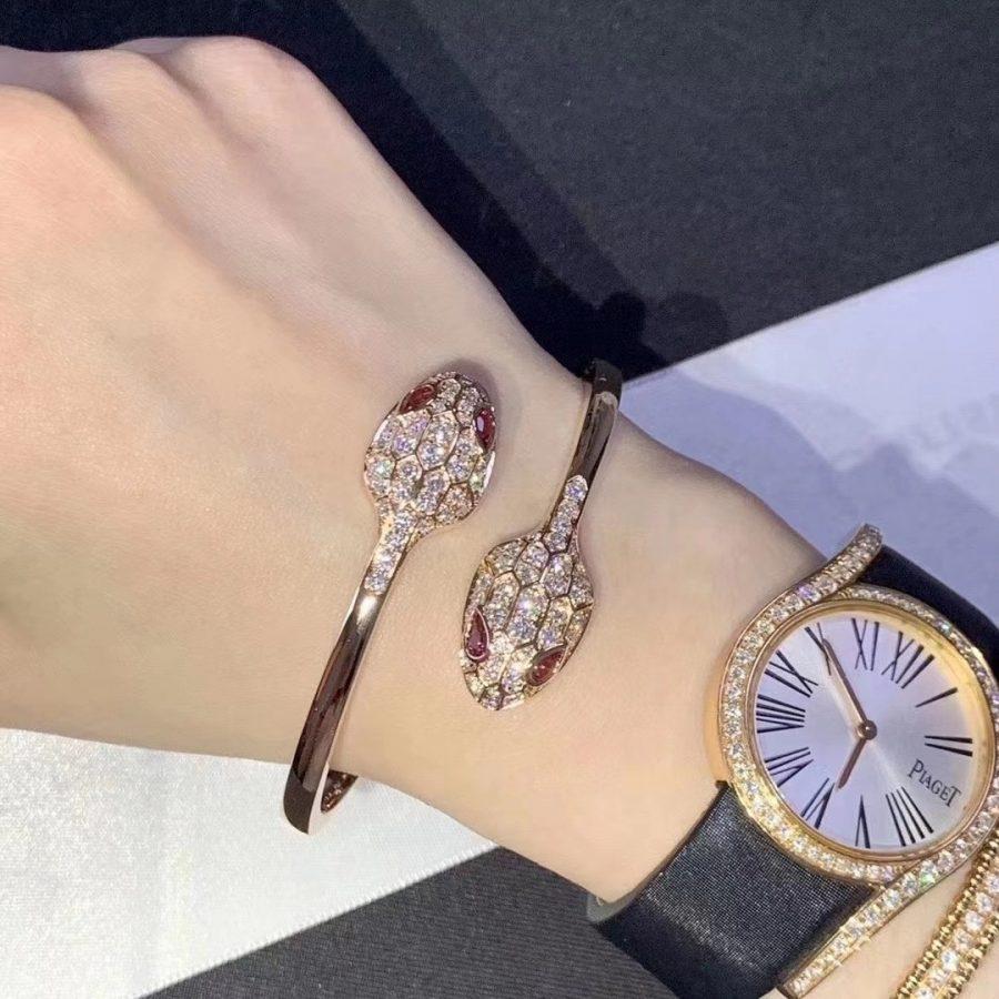 [Shinejoy]SERPENTI BRACELET PINK GOLD DIAMOND DOUBLE SNAKE