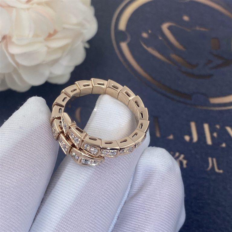 [Shinejoy]SERPENTI RING PINK GOLD DIAMOND PAVED 4MM