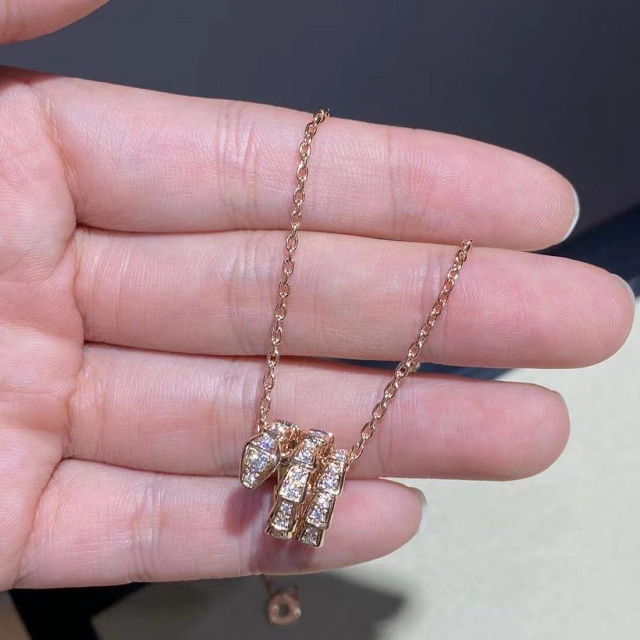 [Shinejoy]SERPENTI PINK GOLD NECKLACE DOUBLE RING DIAMOND