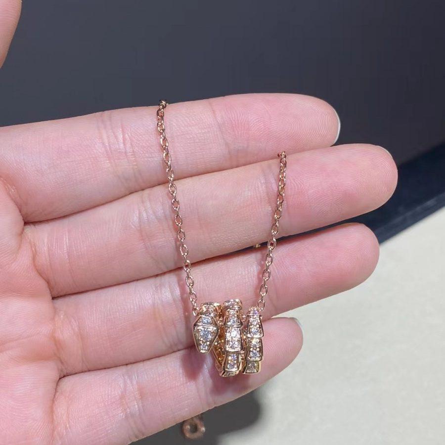 [Shinejoy]SERPENTI PINK GOLD NECKLACE DOUBLE RING DIAMOND