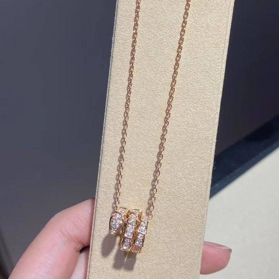 [Shinejoy]SERPENTI PINK GOLD NECKLACE DOUBLE RING DIAMOND