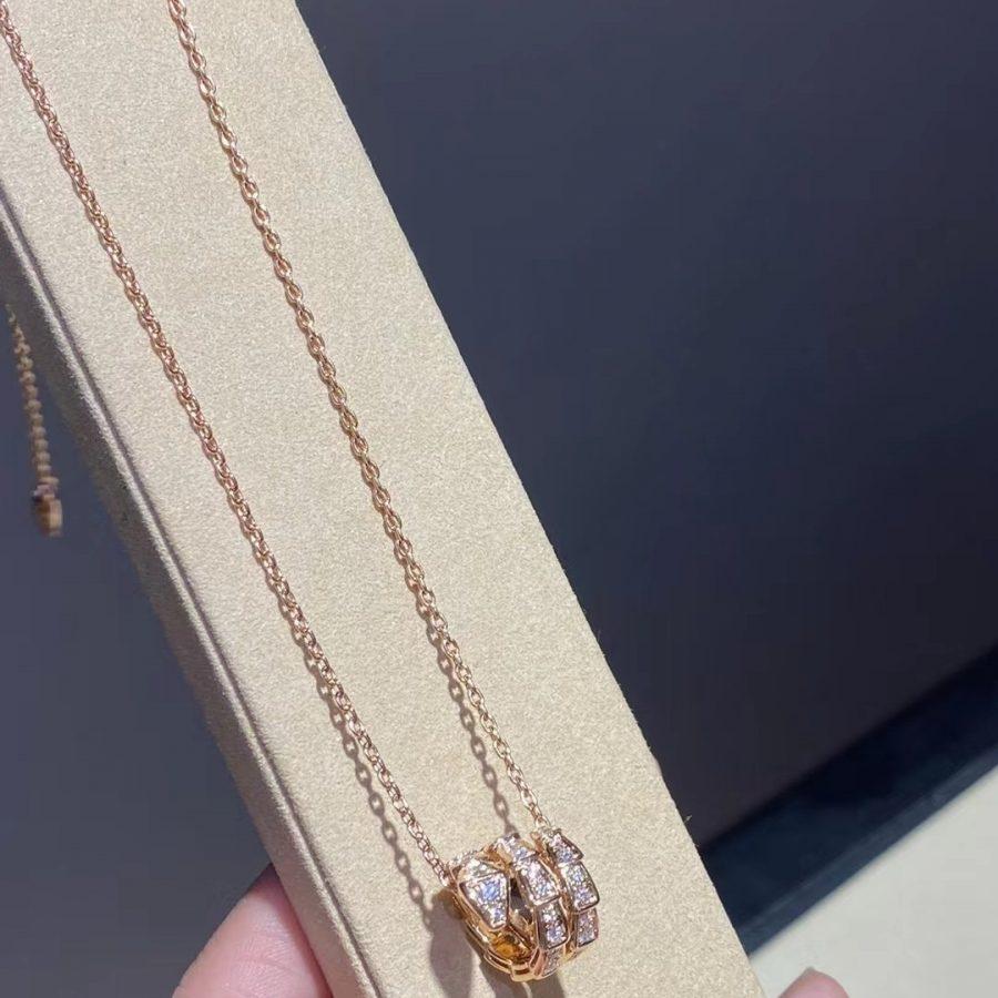 [Shinejoy]SERPENTI PINK GOLD NECKLACE DOUBLE RING DIAMOND