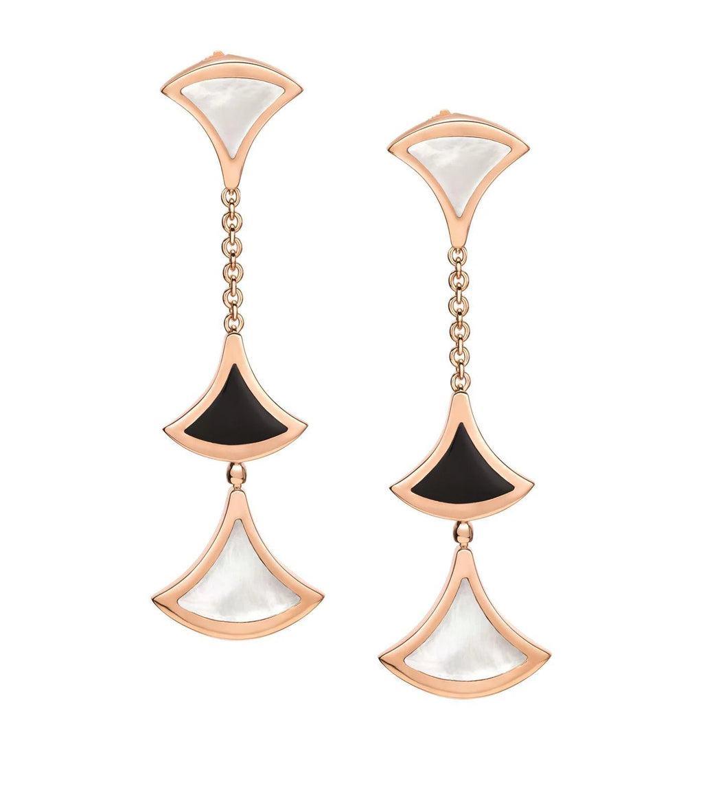 [Shinejoy]DREAM EARRINGS 3 MOTIFS ONYX MOP PINK GOLD