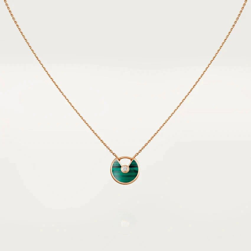 [Shinejoy]AMULETTE ROSE GOLD MALACHITE NECKLACE