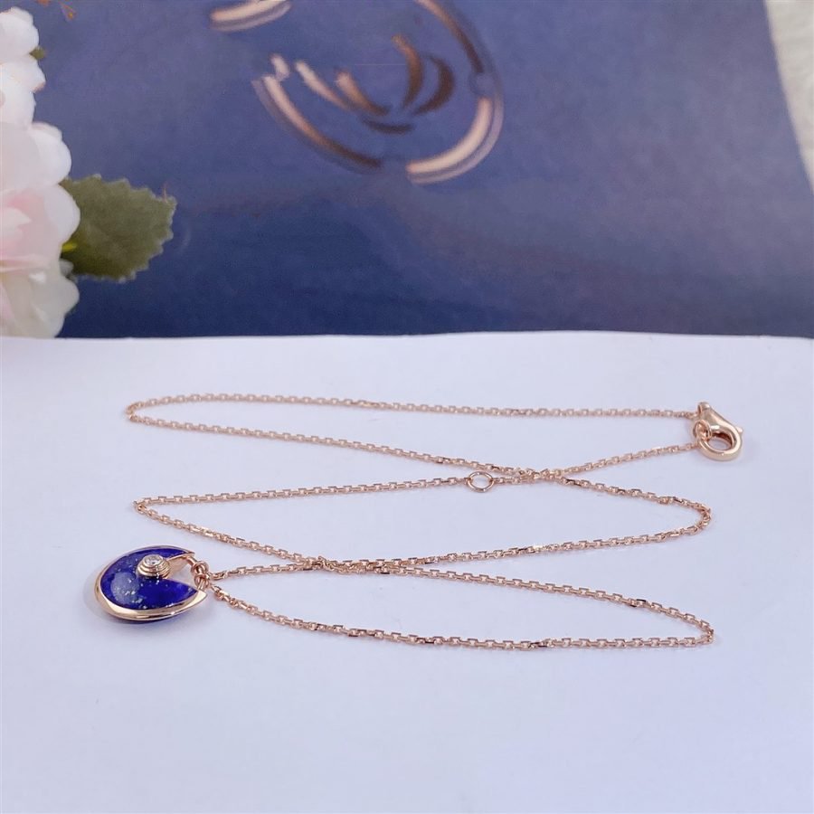 [Shinejoy] COLLIER AMULETTE EN OR ROSE ET AGATE