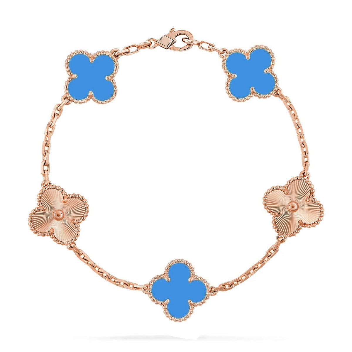 [⭐Shinejoy] CLOVER 5 MOTIF BLUE AGATE BRACELET COLLECTION