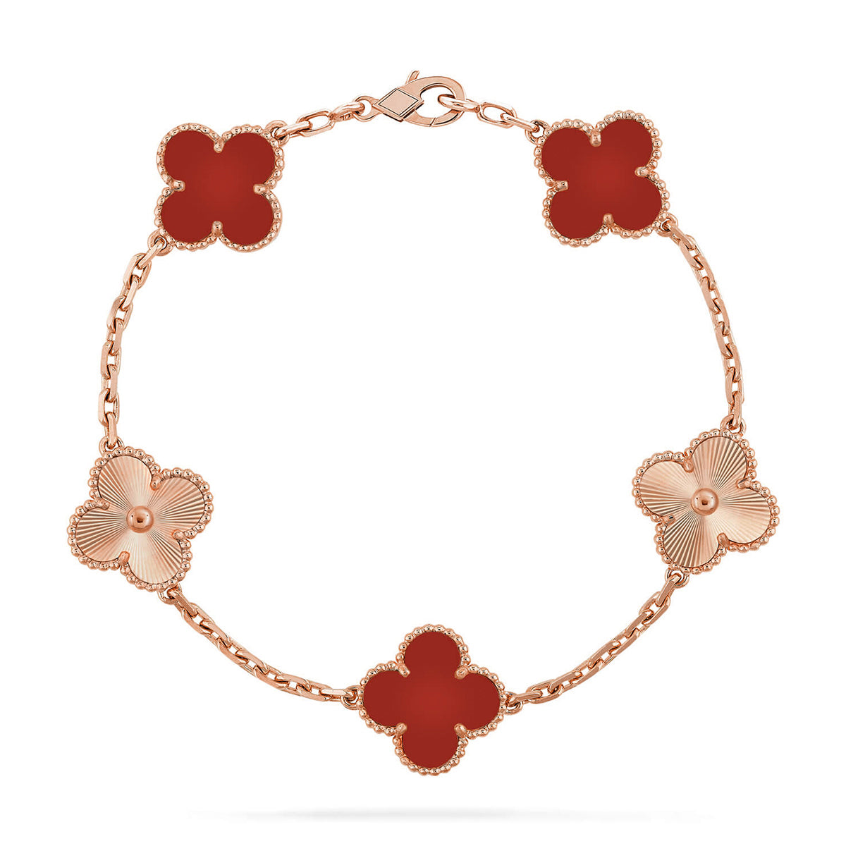 [⭐Shinejoy] CLOVER 5 MOTIF RED CORNELIAN BRACELET COLLECTION