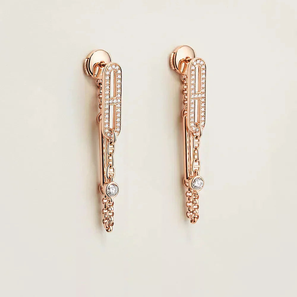 [Shinejoy]CHAINE CHAOS DIAMOND DROP EARRINGS