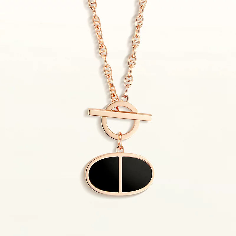 [Shinejoy] COLLIER CHAINE VERSO EN CÉRAMIQUE NOIRE