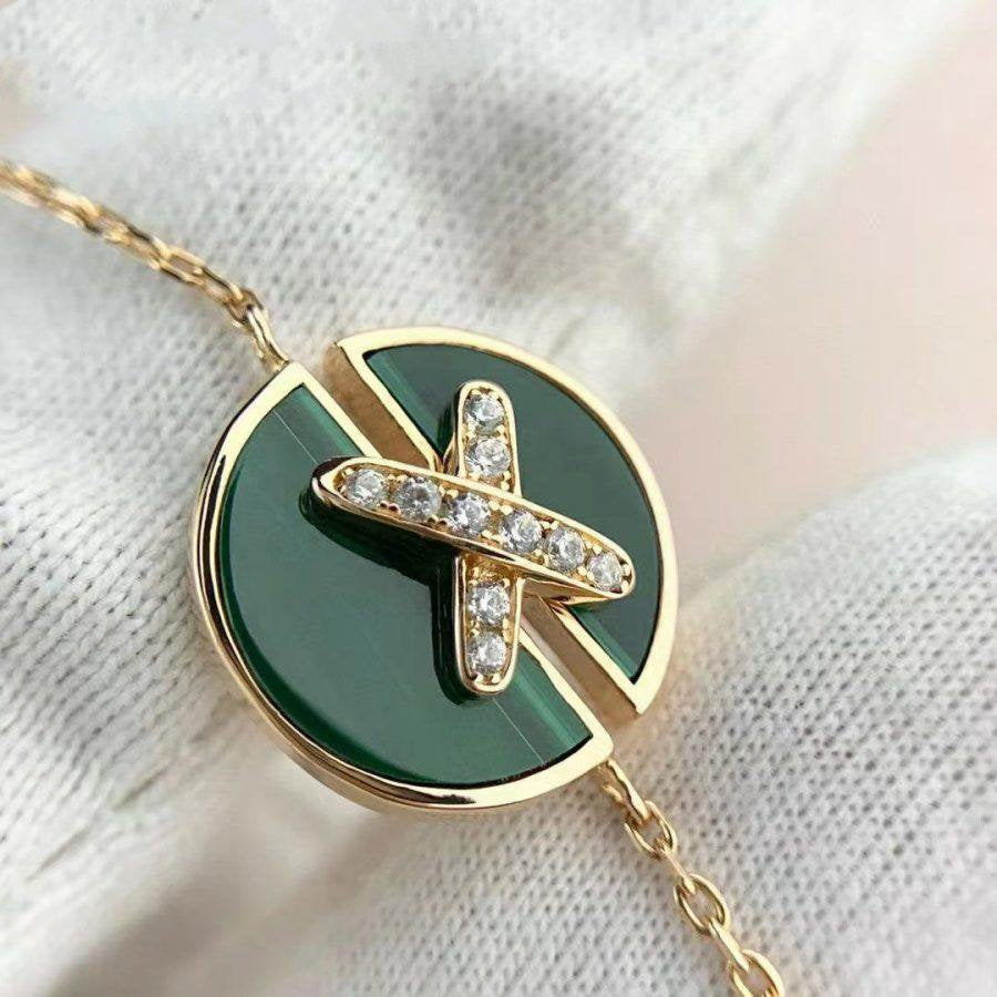 [Shinejoy]JEUX DE BRACELET MALACHITE PINK GOLD DIAMONDS