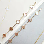 [⭐Shinejoy] クローバー 5モチーフ ピンク モップ ブレスレット コレクション