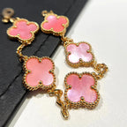 [⭐Shinejoy] クローバー 5モチーフ ピンク モップ ブレスレット コレクション