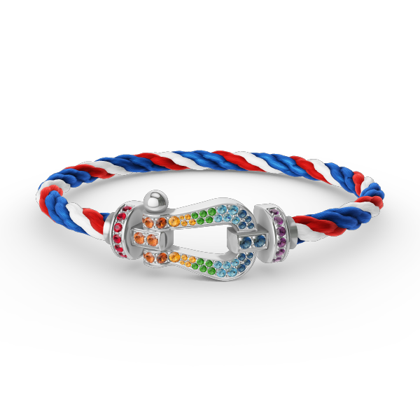 [Shinejoy]FORC LARGE HORSESHOE  COLORED DIAMOND BRACELET SILVER