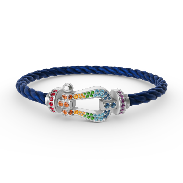 [Shinejoy] FORC GRAND BRACELET EN ARGENT AVEC DIAMANTS COULEUR FER À CHEVAL
